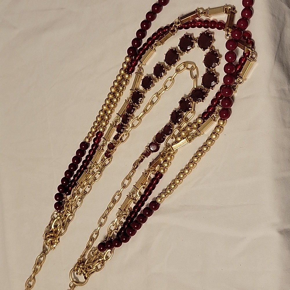 Premier Designs Jewelry 42" burgundy and gold detachable chains - Picture 5 of 8